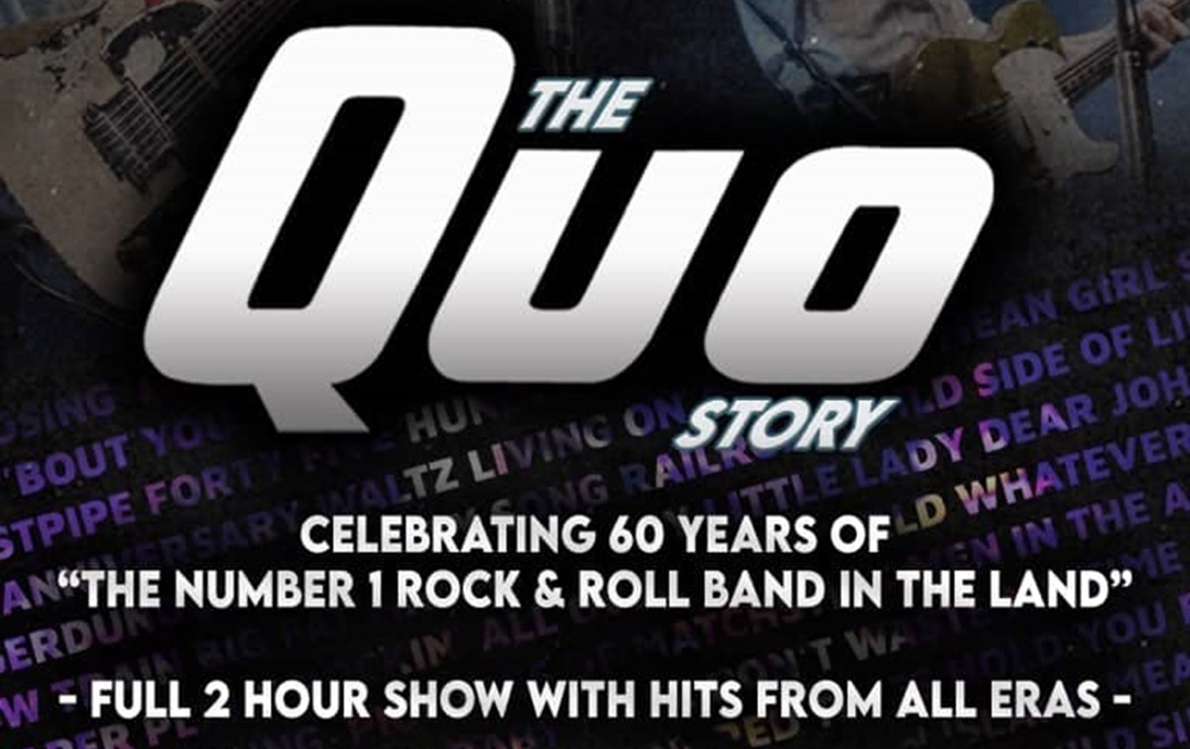The Quo Story in a bold font
